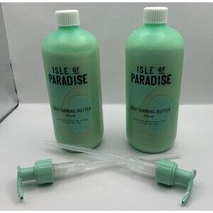 2 Isle Of Paradise Self Tanning Butter Hello Golden Glow 16.9 Fl Oz New + Pump